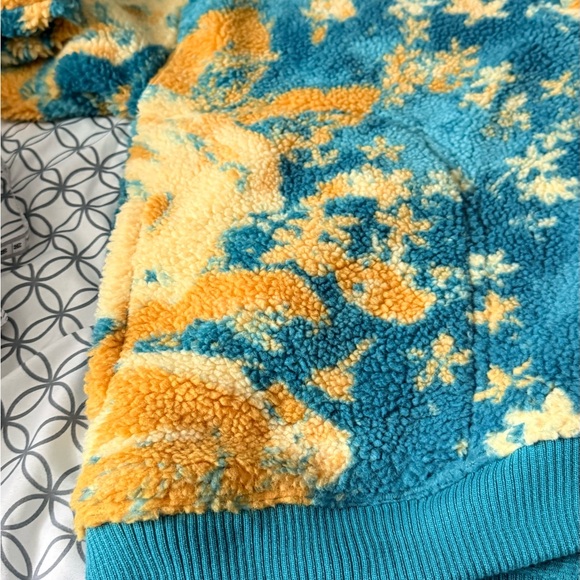 Free People Teal & Yellow Floral Sherpa Hoodie NWOT never worn - Picture 6 of 7